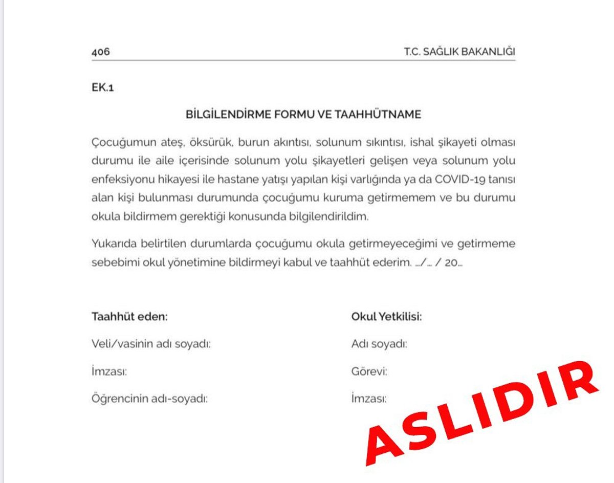 Milli Eğitim Bakanlığı (MEB) ‘Bilgilendirme Formu ve Taahhütname’ İndir!
